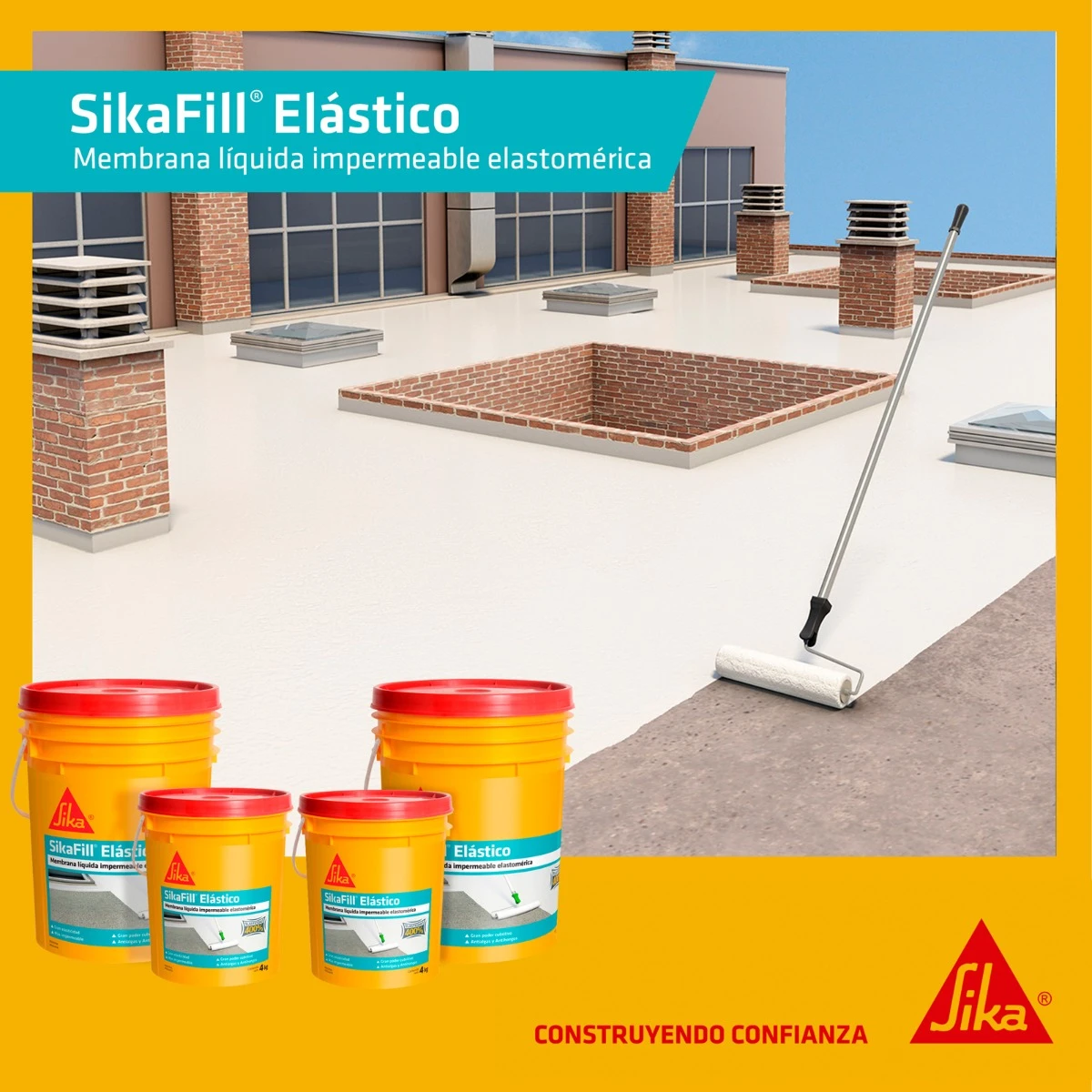Membrana Líquida Sikafill Elástico 4 Kg Color Blanco - Imagen 3