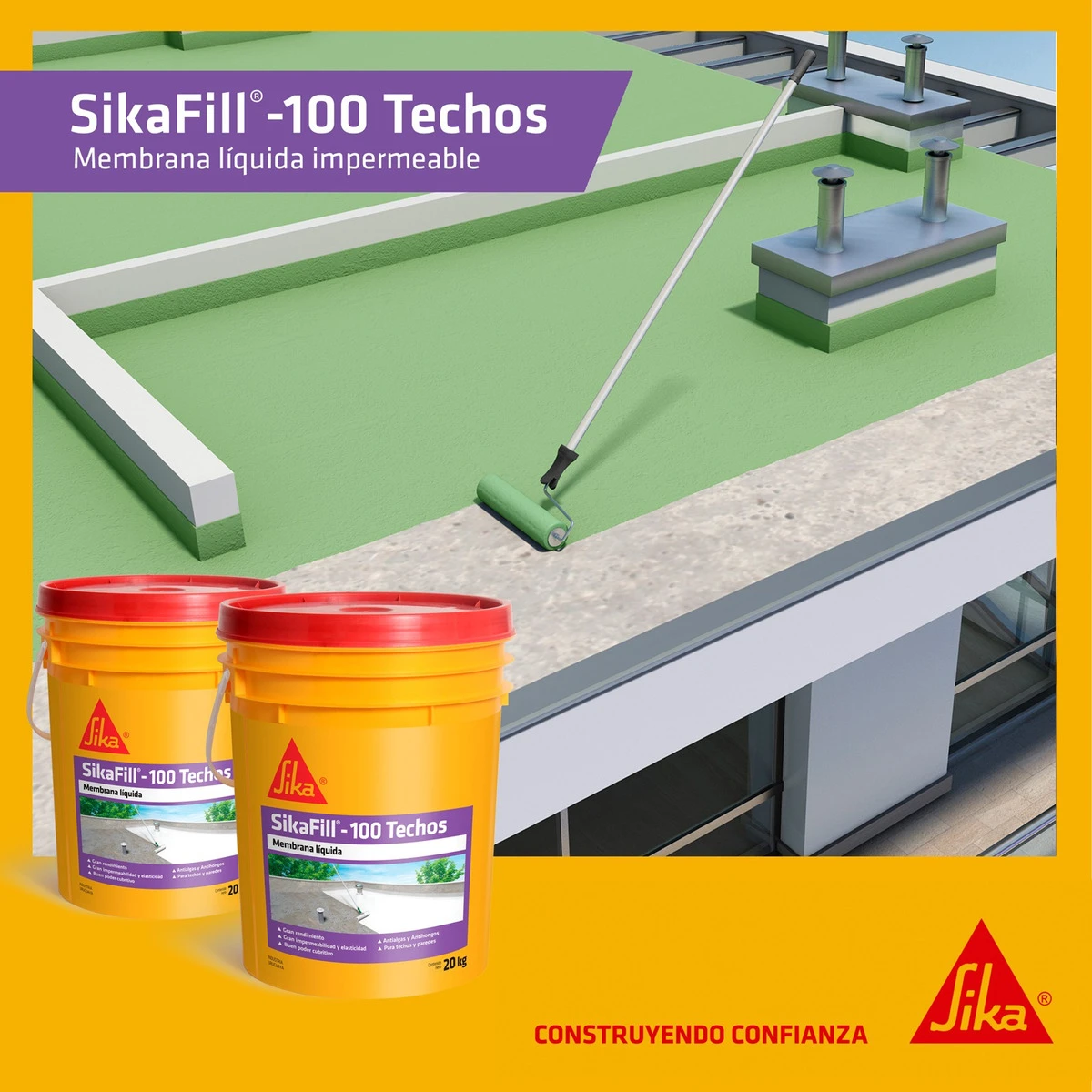 Membrana Líquida Sika Sikafill -100 Techos 20kg - Imagen 3