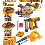 Kit Sierra Circular + Clavadora + Sopladora 20v Ingco Cosli - Imagen 2