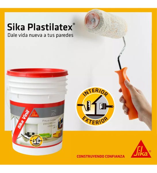Latex Interior Exterior Antihongos Sika Plastilatex 20+20 Lt - Imagen 3