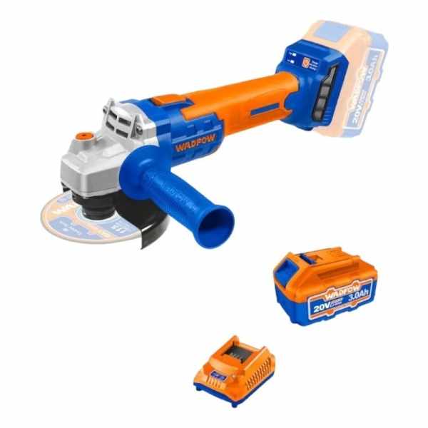 Amoladora A Bateria 20v C Bat 3amp Y Cargador Wadfow Wlapm21 Color Azul