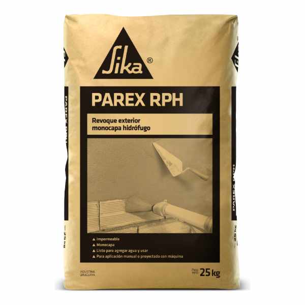 Revoque Mortero Hidrófugo Rph Proyectable Exterior Sika 25kg