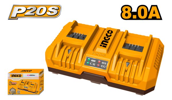 Cargador 20v Doble 8ah Rapido Ingco Fcli2082 - Imagen 2