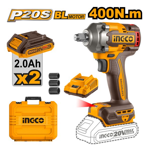 Llave De Impacto 400nm 20v P20s Bl Con 2 Bat Carg + Valija C - Imagen 2
