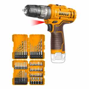 Kit Atornillador A Bateria 12v Percutor 20nm + Set De Mechas Color Amarillo