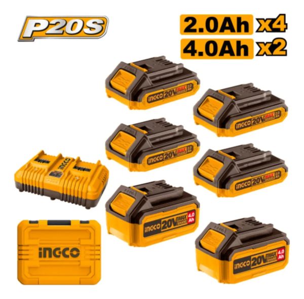 Set X 6 Baterias 20v P20s 4x2ah 2x4ah + Cargador Doble - Imagen 2