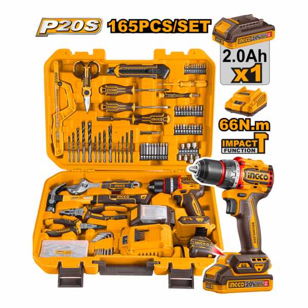 Kit Atornillador Percutor Valija + 165 Acc Ingco Hkthp11651 - Imagen 5