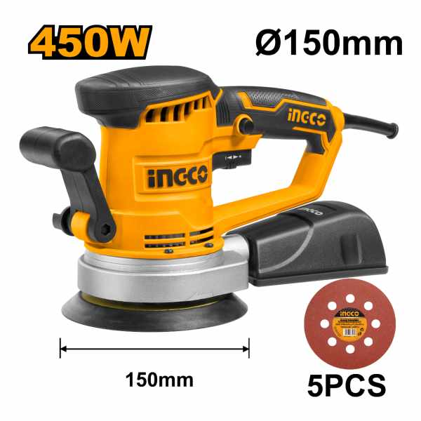 Lijadora Roto Orbital Ingco Rs4508 Con Sistema Velcro Naranja 50hz/60hz 450w - Imagen 3