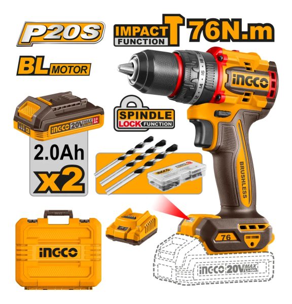 Taladro Atornillador C/percutor 76nm A Batería Brushless 20v - Imagen 2