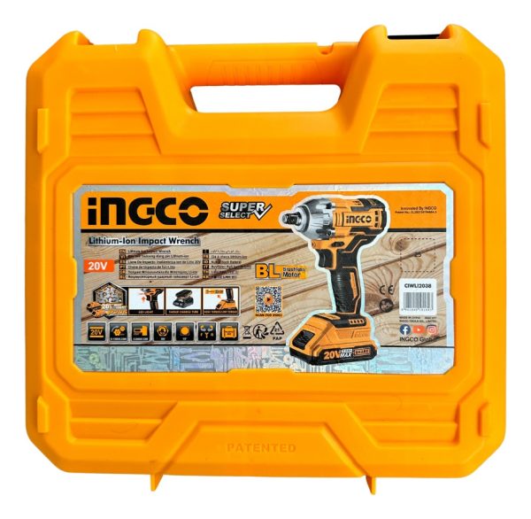 Llave De Impacto Ingco Ciwli2038 Inalámbrica 1/2 300nm Color Amarillo Frecuencia 50 Hz - Imagen 2
