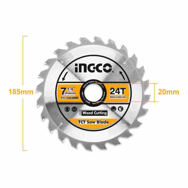 Sierra Circular Eléctrica Ingco Cs18528 185mm 1400w Naranja Y Gris 50hz/60hz - Imagen 5