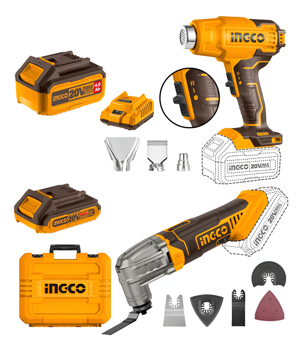 Kit 20v Pistola De Calor Herramienta Multifuncion Ingco Cos