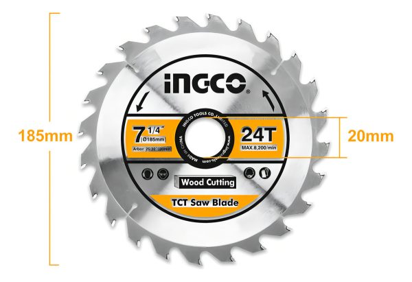Sierra Circular Eléctrica Ingco Cs18528 185mm 1400w Naranja Y Gris 50hz/60hz - Imagen 3