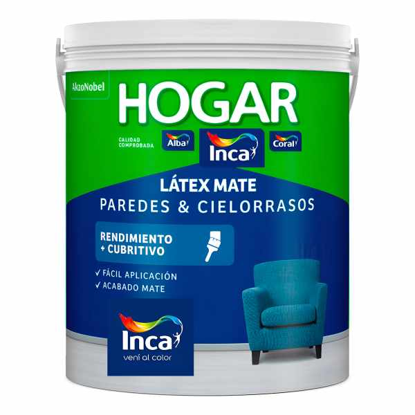 Látex Mate Paredes Y Cielos Rasos Hogar Inca 3,6 Litros