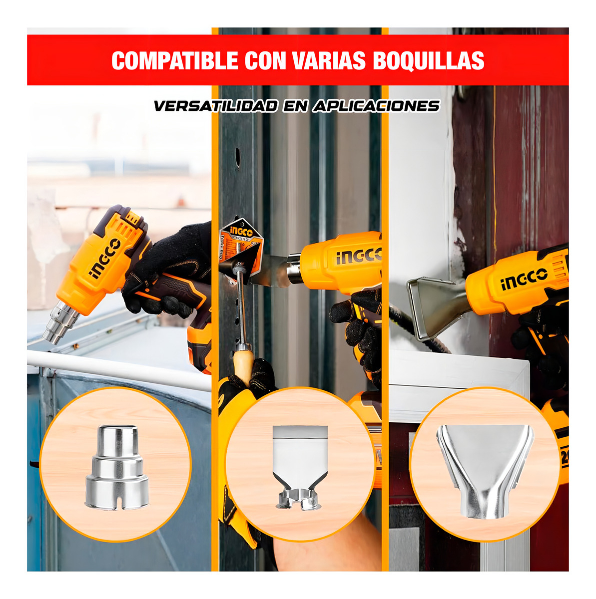 Kit 20v Pistola Calor Multifun Ingco C/bat Y Car En Maetin Color Amarillo - Imagen 3