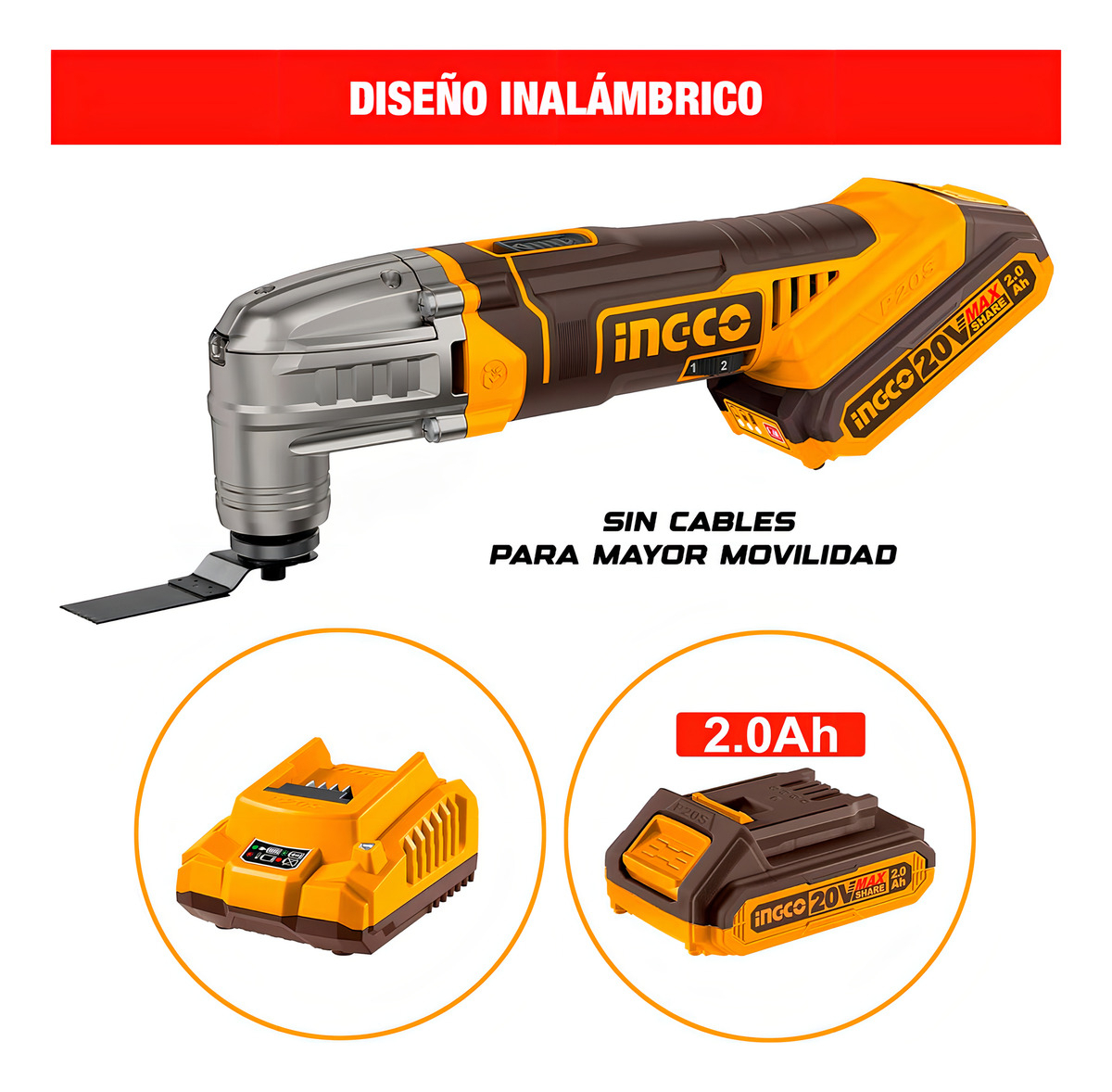Kit 20v Pistola Calor Multifun Ingco C/bat Y Car En Maetin Color Amarillo - Imagen 4