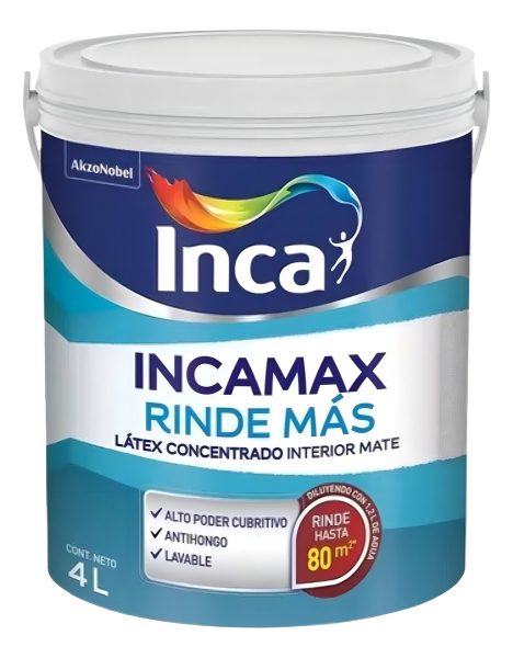 Incamax Rinde Más Látex Interior Concentrado 4lts Acabado Brillante Color Blanco