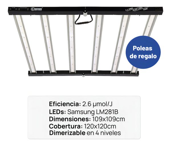Panel Para Cultivo Interior Lucius 720w Color De La Luz Blanco - Imagen 5