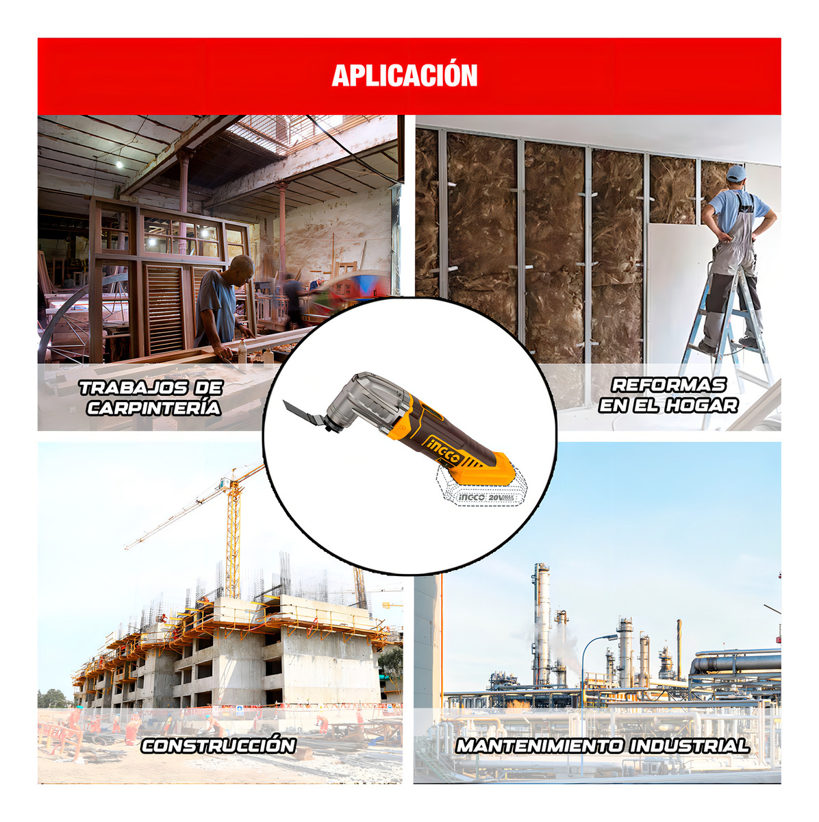 Kit 20v Pistola Calor Multifun Ingco C/bat Y Car En Maetin Color Amarillo - Imagen 8