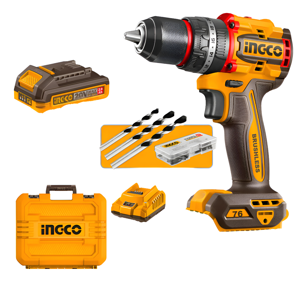 Taladro Atornillador C/percutor 76nm A Batería Brushless 20v