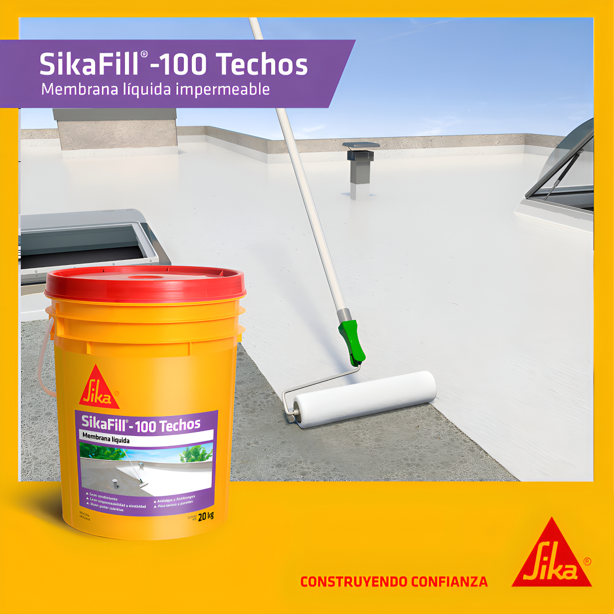 Membrana Líquida Sikafill -100 Techos 20kg Blanco Acabado Mate - Imagen 4