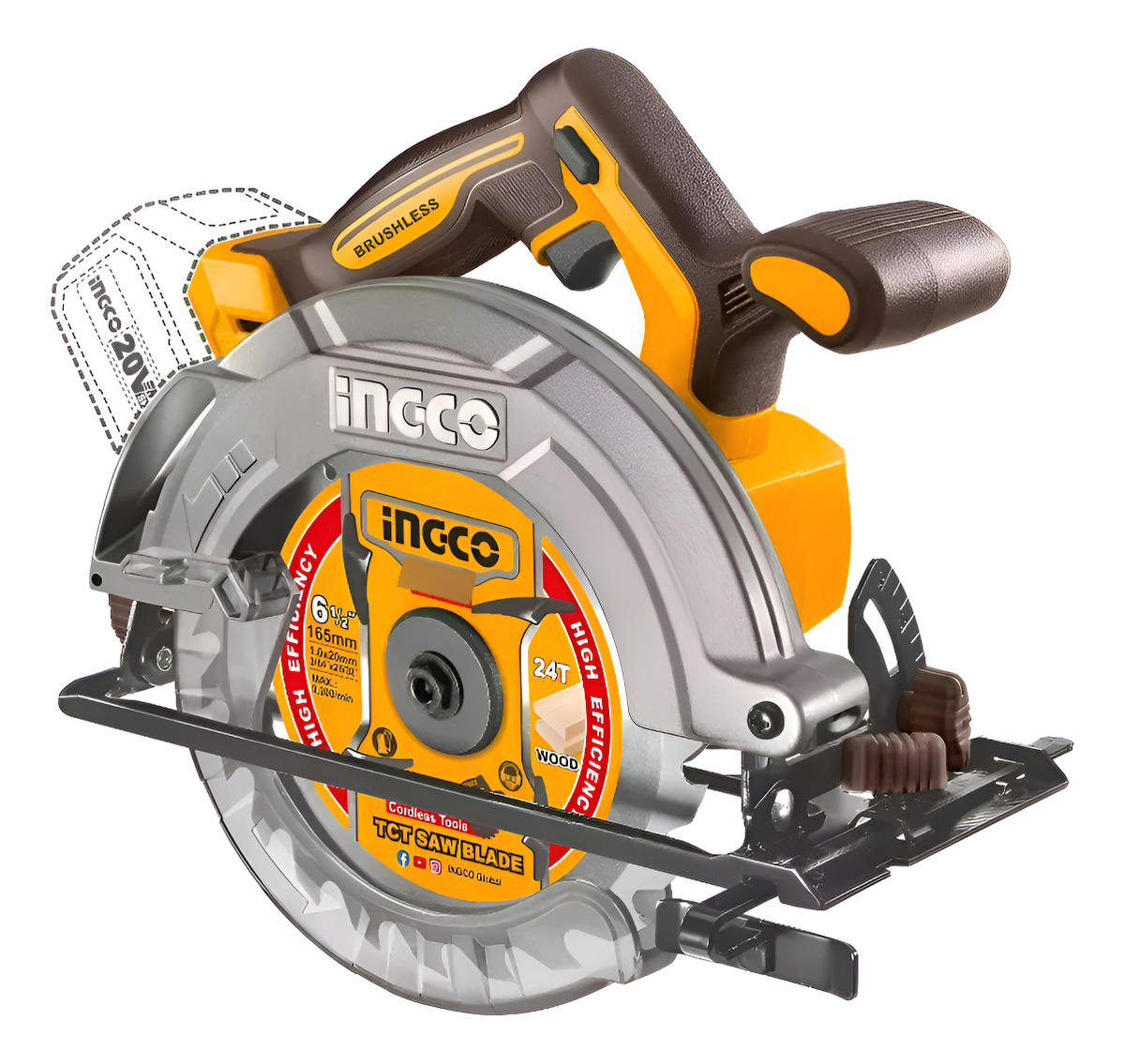 Sierra Circular 165mm Brushless Ingco Csli16521 + Bat+ca Col