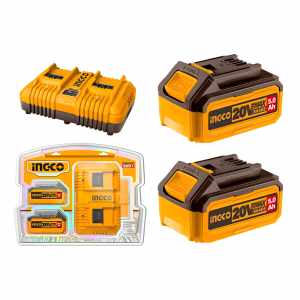 Set X 2 Baterias 20v 5amp + 1 Cargador Ingco Fbcpk2425