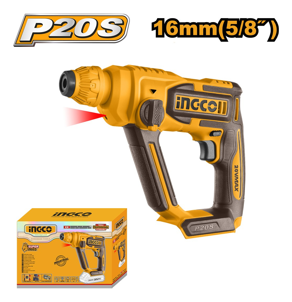 Rotomartillo 20v Ingco Crhli201681 Color Naranja Oscuro - Imagen 2