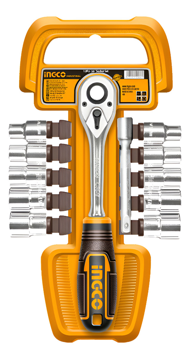 Set 12pcs Crique + Dados Cr-v 3/8 Ingco Hkts38122