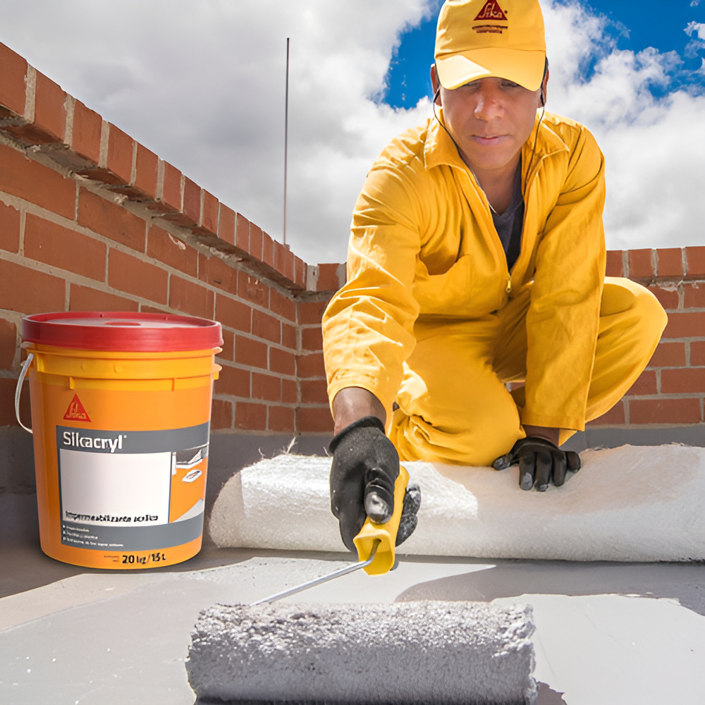 Pintura Membrana Liquida Impermeabilizante Sikacryl 20k Color Terracota - Imagen 2
