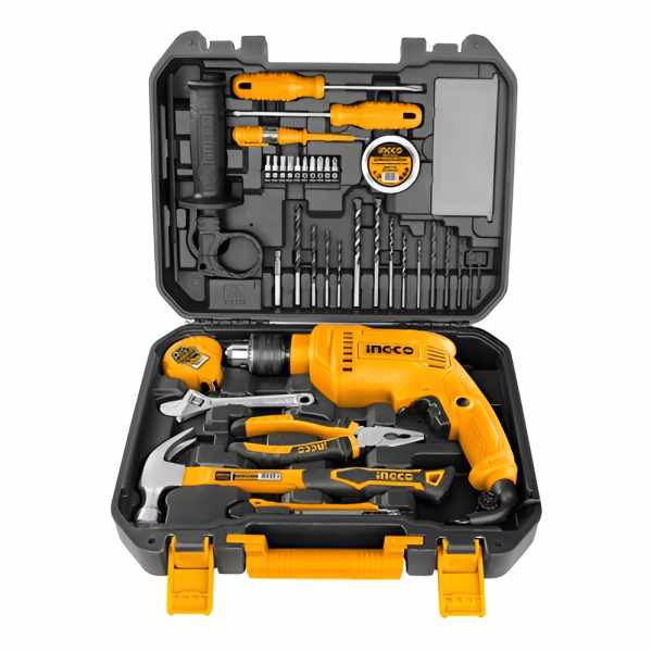 Taladro Percutor Ingco 680w Con 115 Accesorios. Hnt Color Amarillo Frecuencia 50/60hz