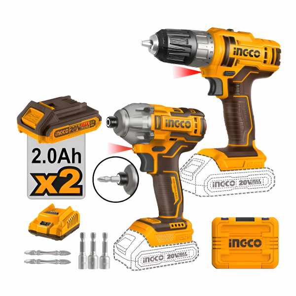 Set Atornillador Impacto Y Atornillador 10mm Ingco C Color Amarillo