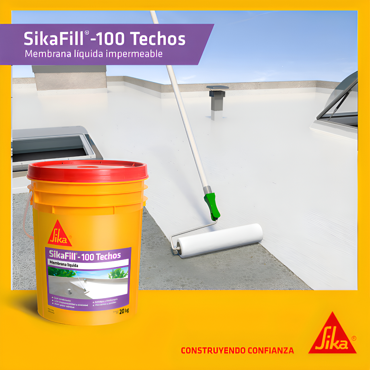 Membrana Líquida Sikafill -100 Techos 20kg Blanco Acabado Mate - Imagen 4