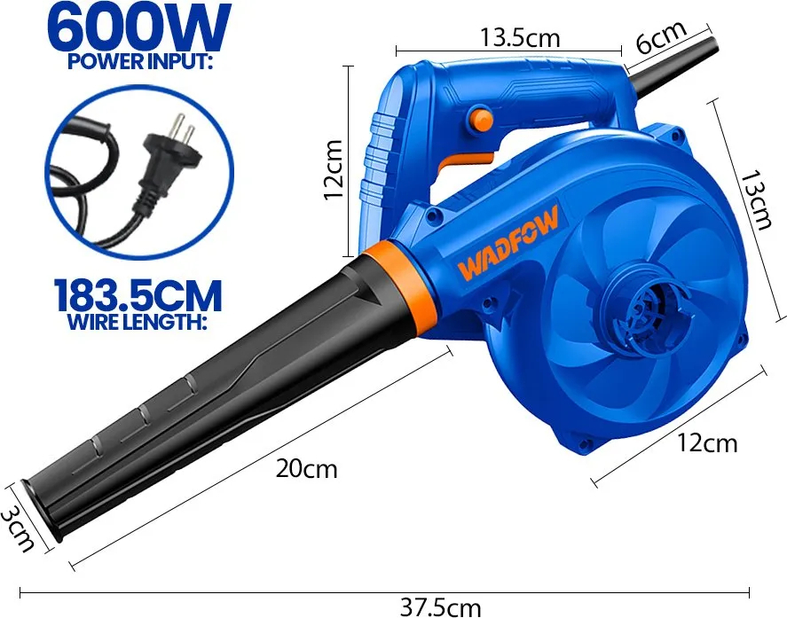 Soplador Aspirador De Hojas Wadfow Wab15601 600w 1600rpm Color Azul - Imagen 3