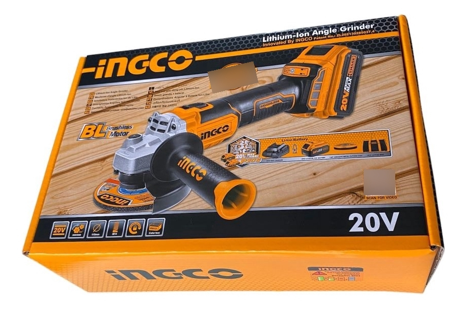 Amoladora 2 Bat + Carg + Discos Ingco Cagli2011582 Color Amarillo Frecuencia 50hz - Imagen 5