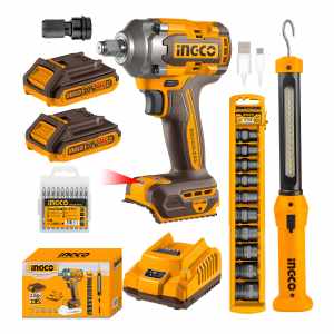 Kit Llave Impacto 20v + Linterna Rec + Dad Cosli23011 Ingco