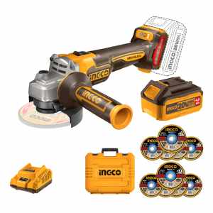 Set Amoladora A Bateria 20v Bl + Valija Ingco Cagli211541 Color Amarillo Frecuencia 50hz