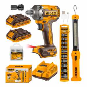 Kit Llave Impacto 20v + Linterna Rec + Dad Cosli23011 Ingco