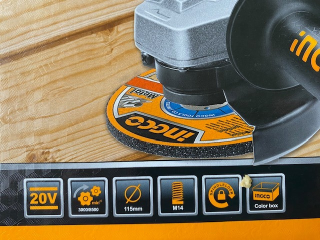 Amoladora 2 Bat + Carg + Discos Ingco Cagli2011582 Color Amarillo Frecuencia 50hz - Imagen 8