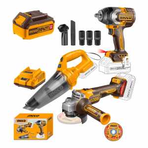 Kit Llave Impacto 850nm + Amoladora + Aspiradora Ingco