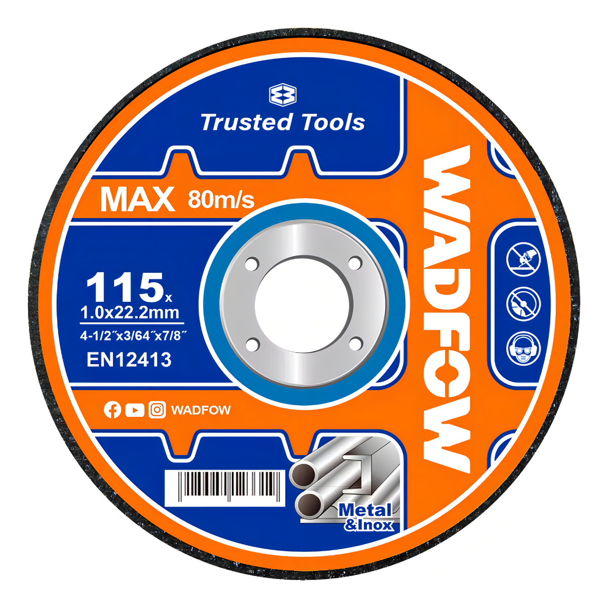 Lata X 50 Discos Corte Metal 4 1/2 X 1.0 Mm Wadfow Wac3l45 Color Azul