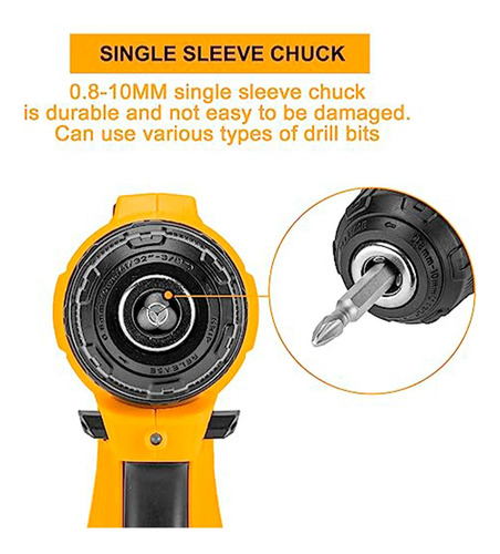 Taladro Atornillador Ingco Inalámbrico + 1 Batería Color Amarillo Frecuencia 50hz 60hz - Imagen 4