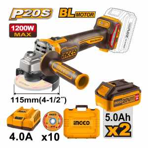 Amoladora 4 1/2 1200w Bat Y Carg Valija Ingco Cagli2211532 Color Amarillo Frecuencia 50hz/60hz