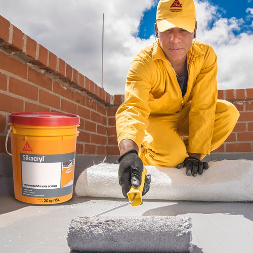 Pintura Membrana Liquida Impermeabilizante Sikacryl 20k Color Terracota - Imagen 2
