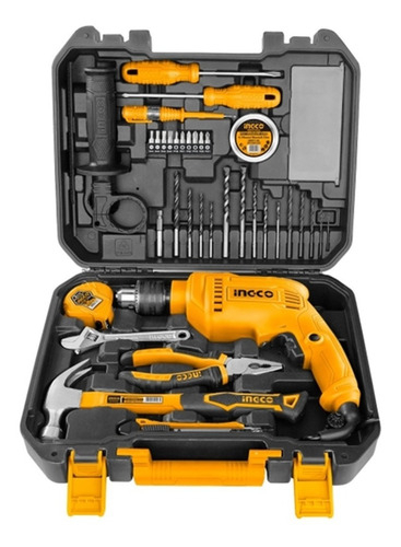 Taladro Percutor Ingco 680w Con 115 Accesorios. Hnt Color Amarillo Frecuencia 50/60hz